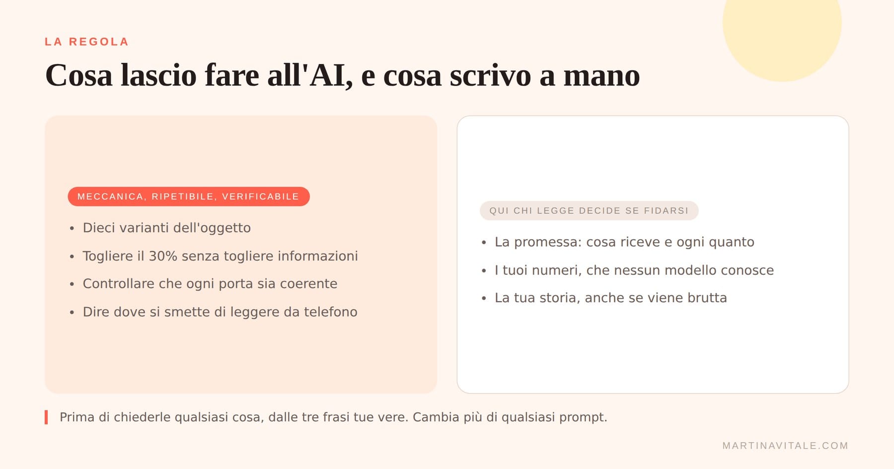 Cosa lasciare fare all'intelligenza artificiale e cosa scrivere a mano nell'email di benvenuto