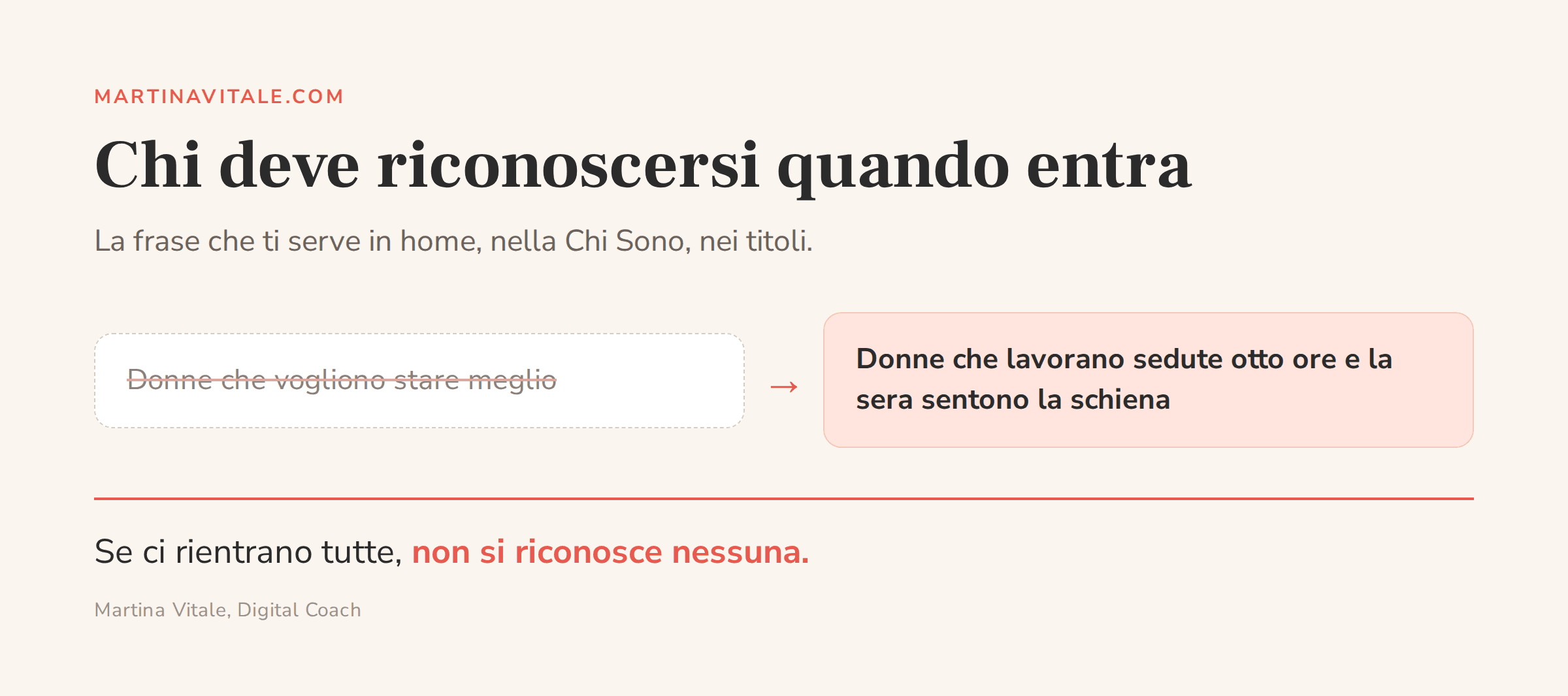 Esempio di descrizione del pubblico del sito: da generica a precisa