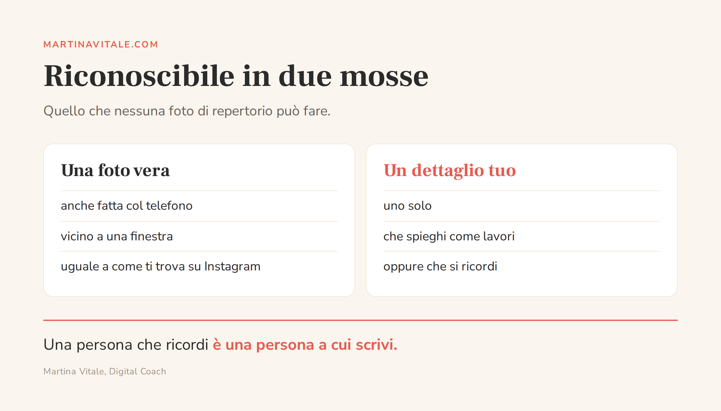 Foto reale e un dettaglio personale nella pagina Chi Sono