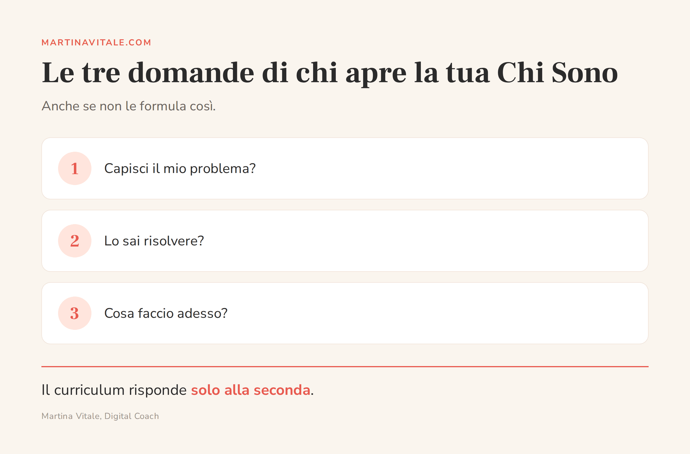 Le tre domande che si fa chi legge la pagina Chi Sono di una professionista