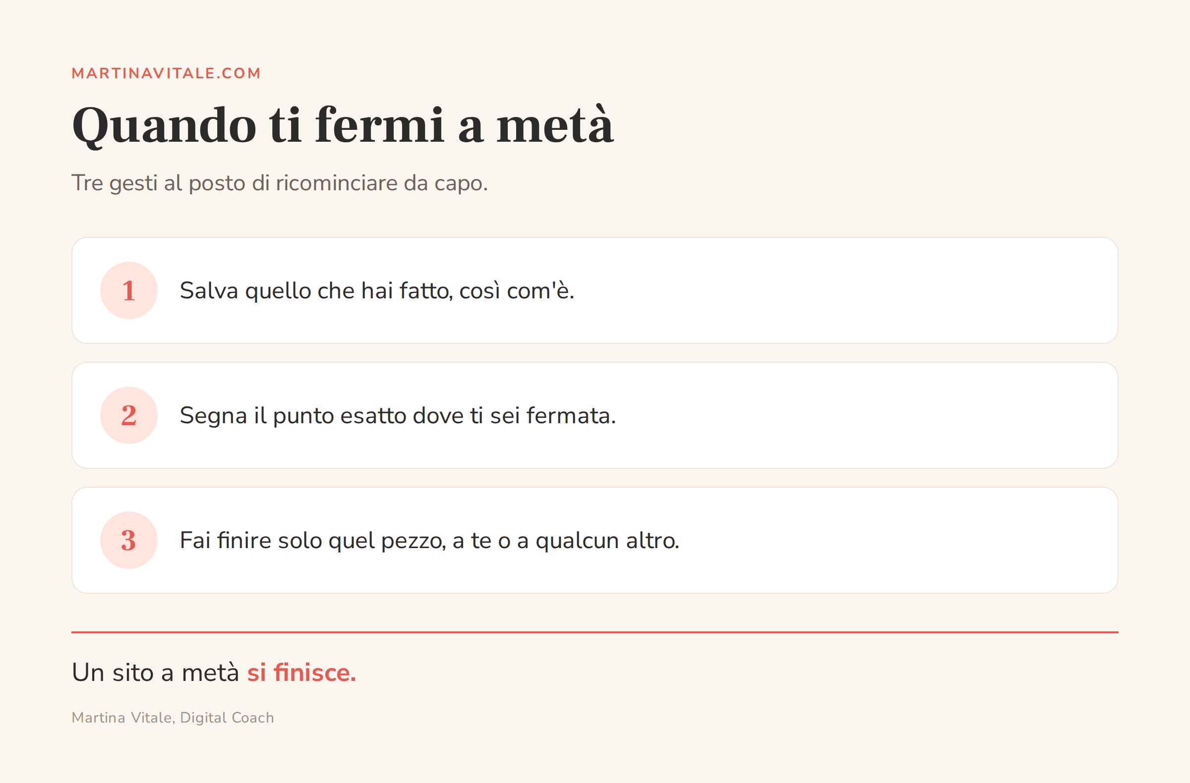Cosa fare quando la creazione del sito da sola si blocca a metà